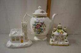 Mixed Lot: Coalport model Park Lodge together with a further model of a Church and a Coalport