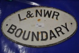 Cast metal railwayy plaque marked L&NWR Boundary, 45cm wide