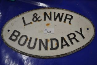 Cast metal railwayy plaque marked L&NWR Boundary, 45cm wide
