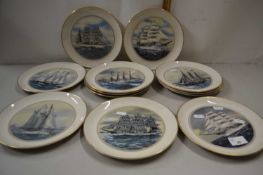 Set of twelve tall ships plates