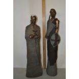 Pair of large Soul Journey composition figures of Maasai tribes people