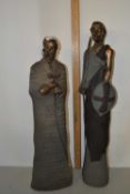 Pair of large Soul Journey composition figures of Maasai tribes people