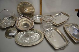 Mixed Lot: Various silver plated serving dishes and other items