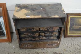 19th Century Oriental black lacquered cabinet, for repair