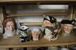 Quantity of various character jugs including Royal Doulton Monty, Robin Hood, Queen Elizabeth I (