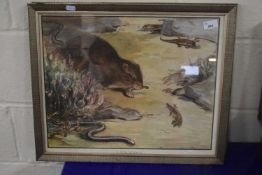 A pair of framed animal prints