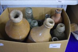 Box containing a quantity of various vintage bottles