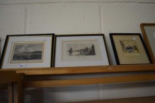 Three various framed prints including cartoon "The W-h-ine in the Cellar" after Fred May