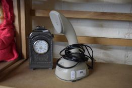 Royal Selanger pewter cased clock together with vintage 1960's moulded plastic telephone