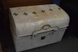 Cream painted metal storage trunk