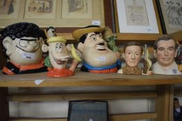 Collection of various character jugs including Royal Doulton "Beano" Dennis and Gnasher, Desperate