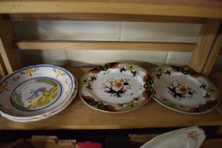 Two Royal Doulton gilt finish plates together with two French hand painted earthenware plates