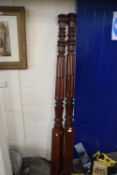 Pair of turned wooden bed posts