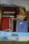 Box containing various books