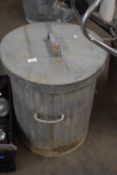 Galvanised bin and lid