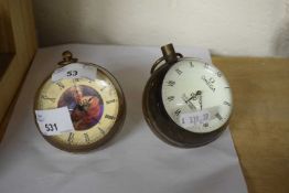 Two reproduction bullseye type desk clocks, one marked Omega