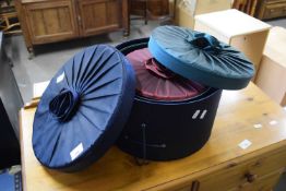 Trio of satin fabric covered hat boxes