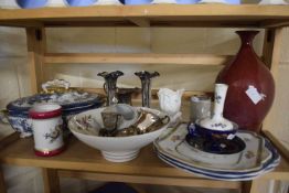 Quantity of various ceramics and silver plate (contents of shelf)