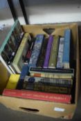 Box containing various books including Folio Society vols etc