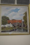 Oil on board signed Hilary, Pulls Ferry, Norwich