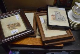 Six various studies including Norwich Gates etc, all framed