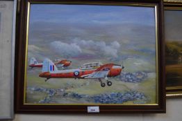 David Curtis - Chippies over Pewsey Down, oil on board, framed