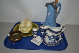 Mixed Lot: Victorian pewter lidded jug, a Carlton ware cruet and other items