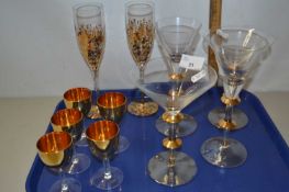 Collection of modern gilt lustre drinking glasses, various designs