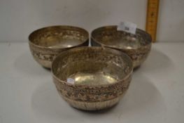 Three Indian silver plated circular bowls