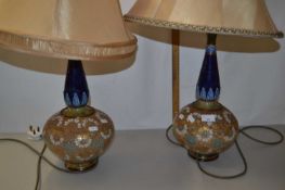 Pair of Royal Doulton stone ware vases converted to table lamps