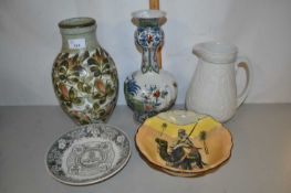 Mixed Lot: Denby vase, modern Delft vase and other assorted ceramics