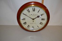 J W Terry, 2 and 3 Gardener Street, Brighton, single fusee wall clock in stained wooden case, 38cm
