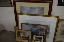 Mixed Lot: Various pictures to include a large print of a Highland scene, Diana Amos, study of a bay