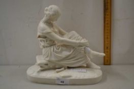 A Parian ware model of a seated figure