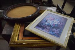Mixed Lot: Framed floral print and two picture frames (3)