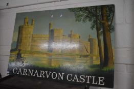 Large 20th Century advertising board Carnarvon Castle, 115cm wide