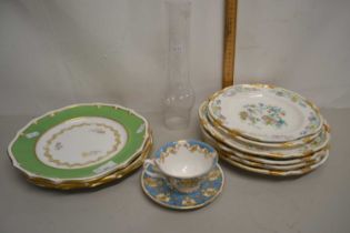 Mixed Lot: 19th Century English gilt decorated cups and saucers marked with pattern number 263 to