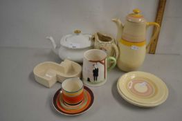 Range of various Susie Cooper wares to include early Grays Pottery teapot, coffee can and saucer,