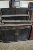 Georgian mahogany chiffonier cabinet with scrolled top supports over a drawer and cupboard base,