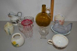 Mixed Lot: Amber glass spirit decanter, small lustre jug, a Victoria's Diamond Jubilee mug and other