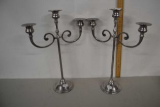 Pair of modern three light candelabra