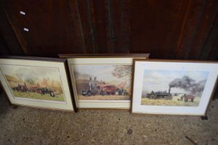 Robin Wheeldon, a group of five coloured prints, Steam Ploughing, Marshall Steam Threshing Set,