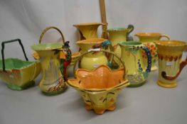Collection of various Burleigh ware novelty jugs together with similar basket formed vases (10)