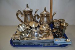 Mixed Lot: Various silver plated tea wares, vases etc
