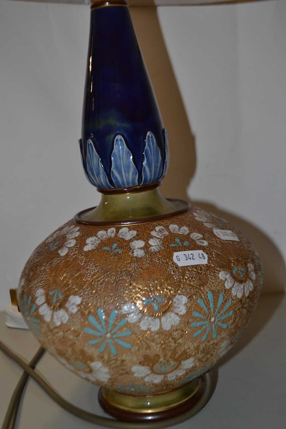 Pair of Royal Doulton stone ware vases converted to table lamps - Image 2 of 2