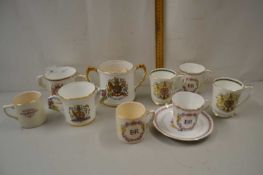 Collection of various royal commemorative cups and mugs