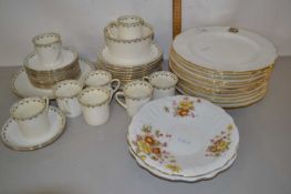 Mixed Lot: A Hughes part tea set, a quantity of Cauldon dinner plates and other items