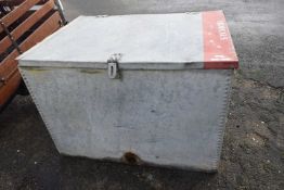 Large galvanised lidded box marked Chemicals