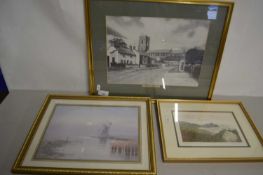 Mixed Lot: Photographic print of Worstead Church and coloured prints after David Dane and June Hicks