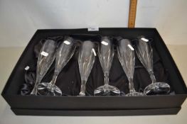 Cased set of six champagne flutes